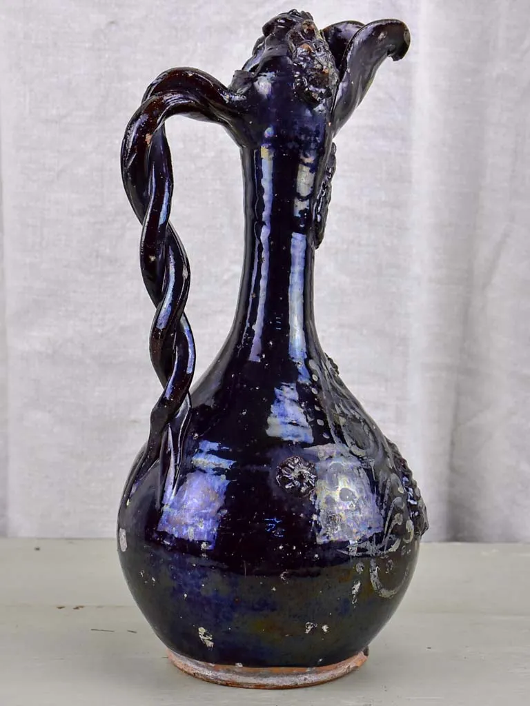 18th Century demoiselle d'Avignon glazed wine pitcher