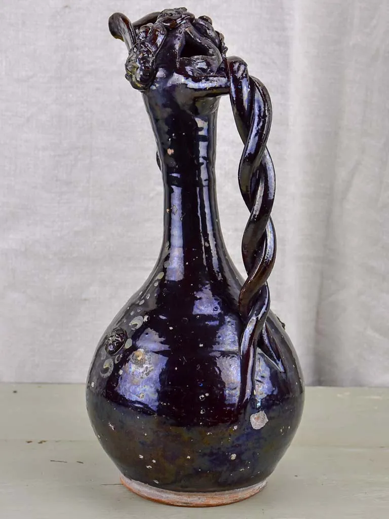 18th Century demoiselle d'Avignon glazed wine pitcher