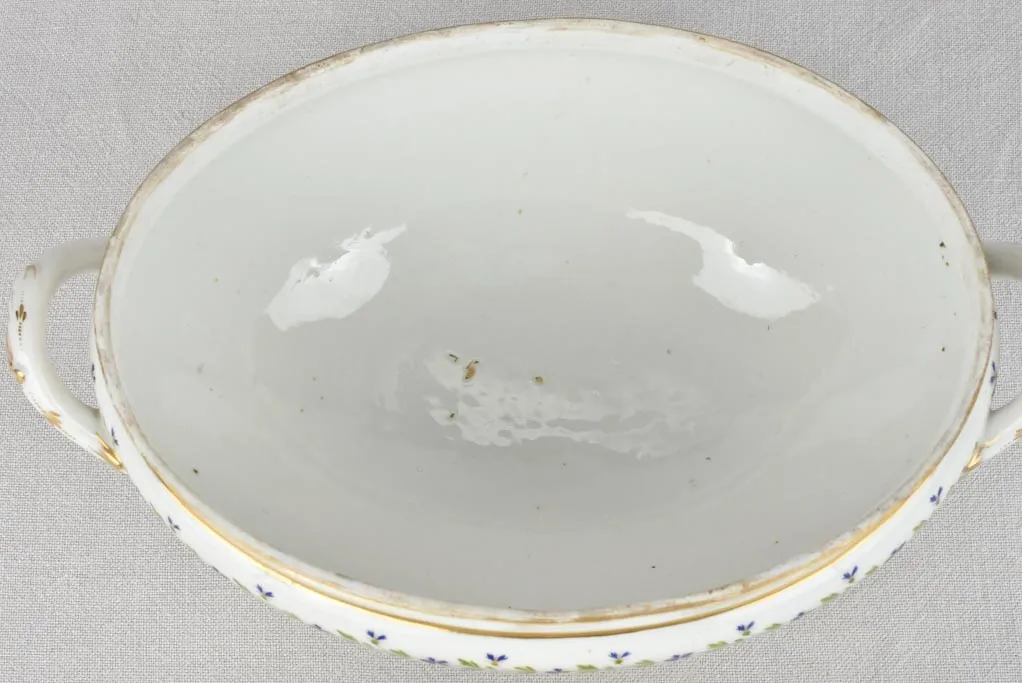 18th century soup tureen gold green & blue flowers