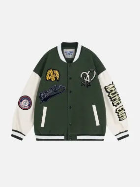 Aelfric Eden Towel Embroidery Badge Varsity Jacket