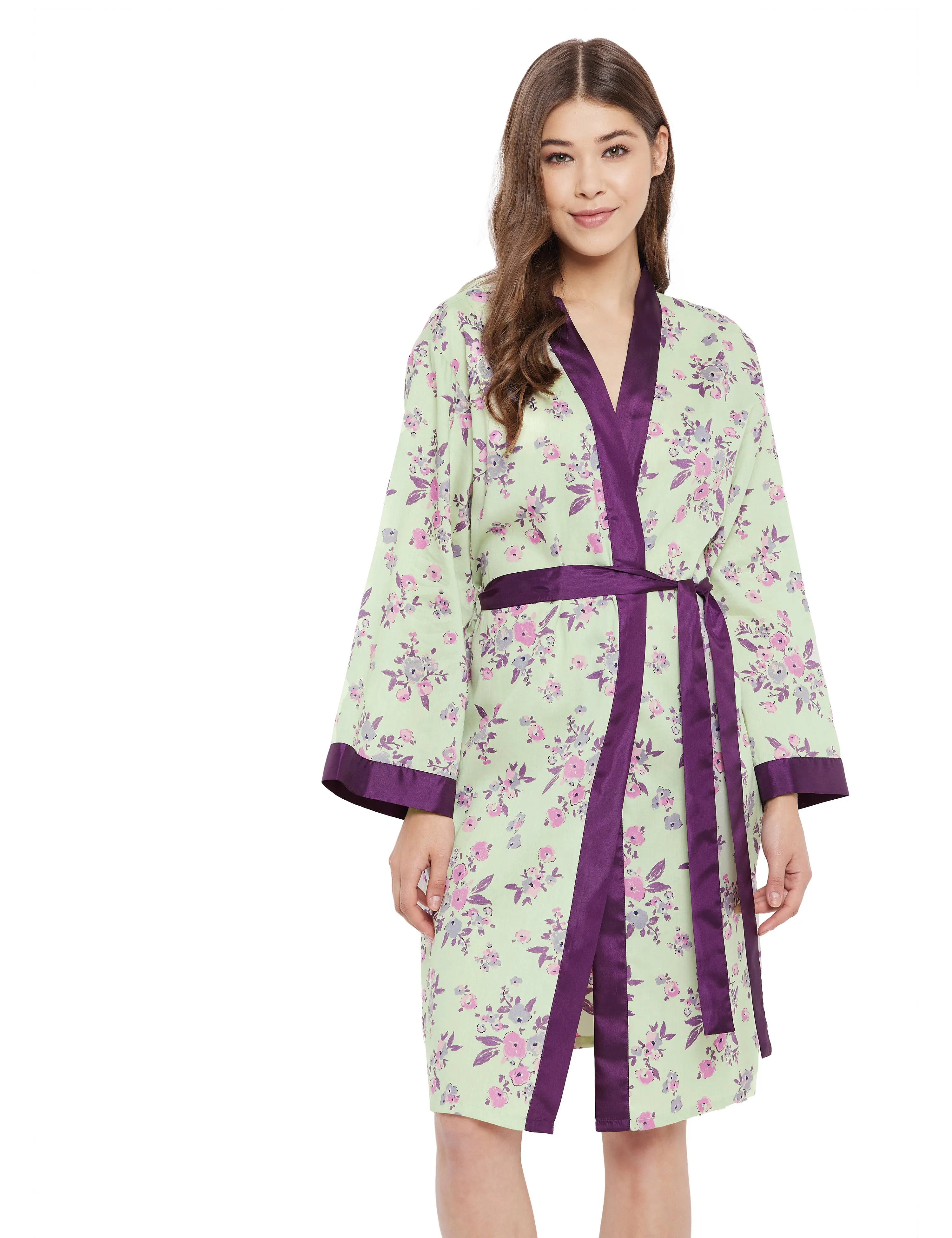 Alice Cotton Satin Kimono Robe