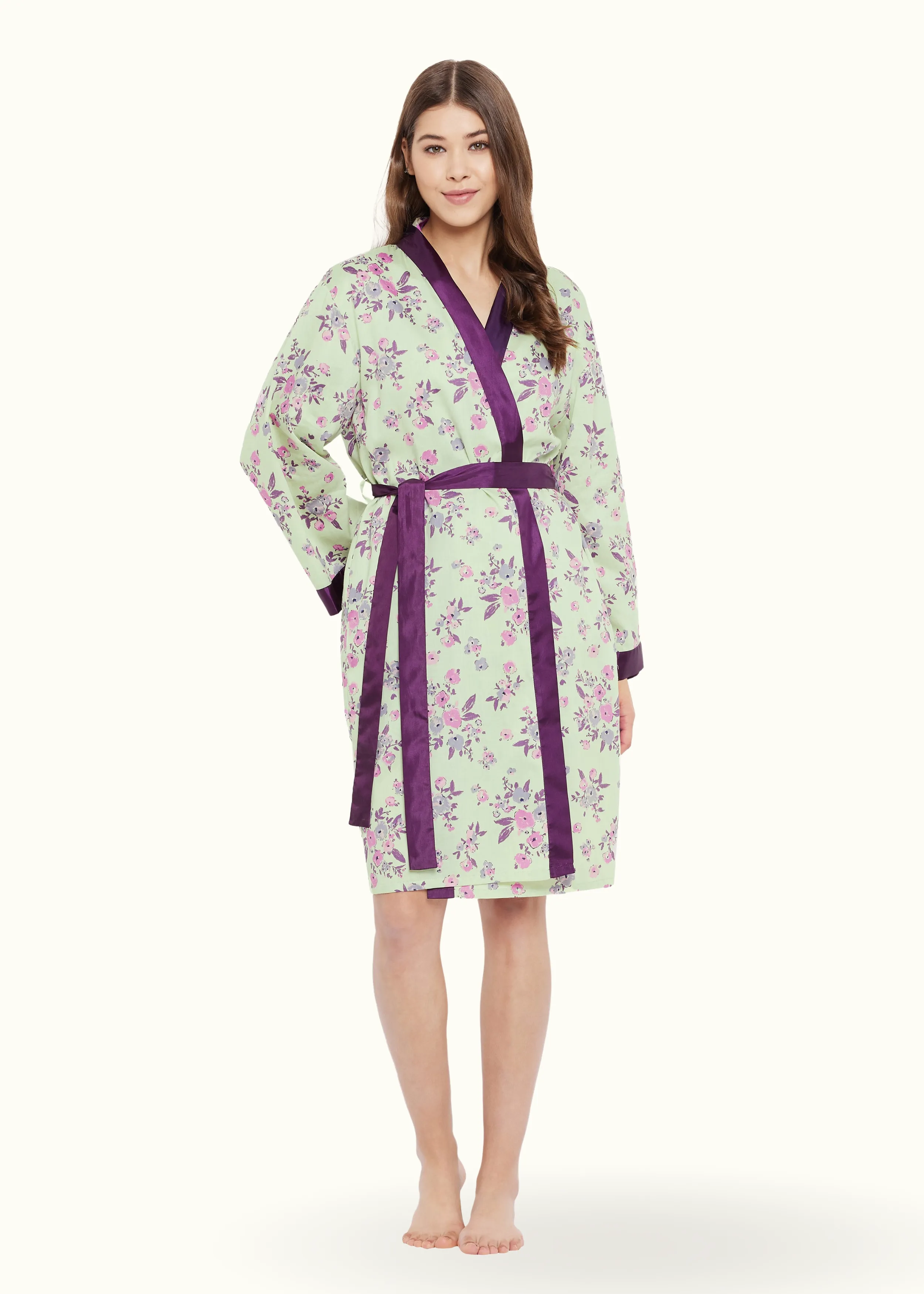 Alice Cotton Satin Kimono Robe