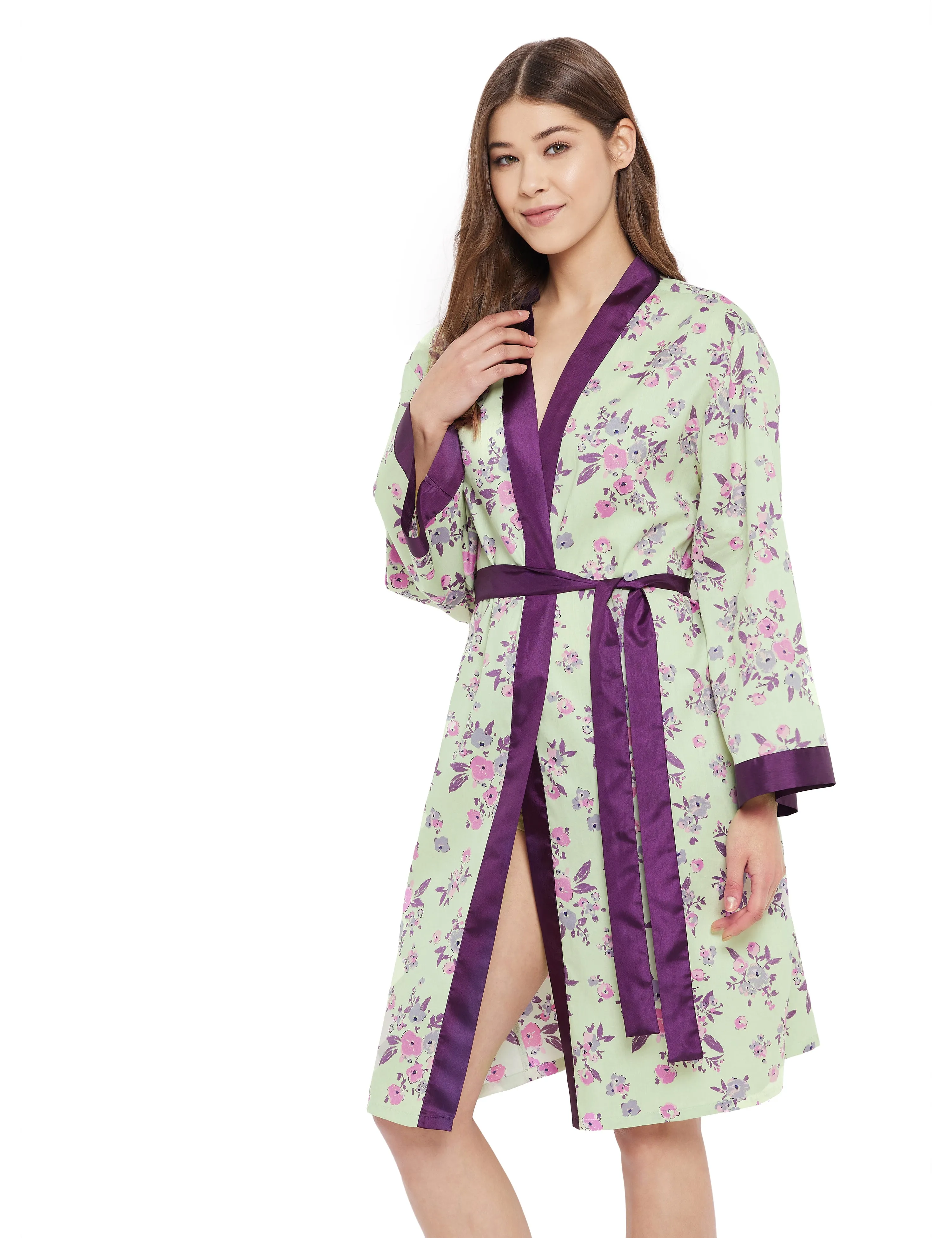 Alice Cotton Satin Kimono Robe