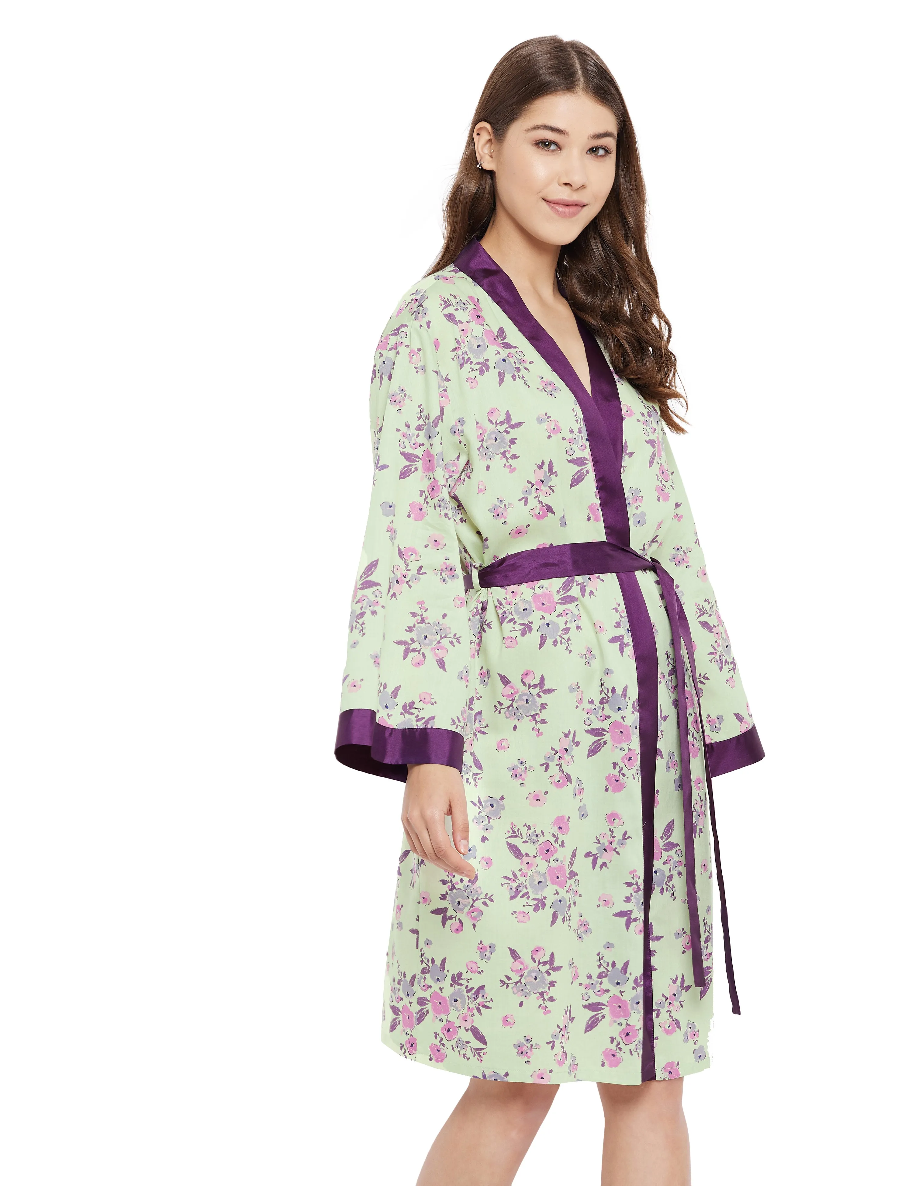 Alice Cotton Satin Kimono Robe