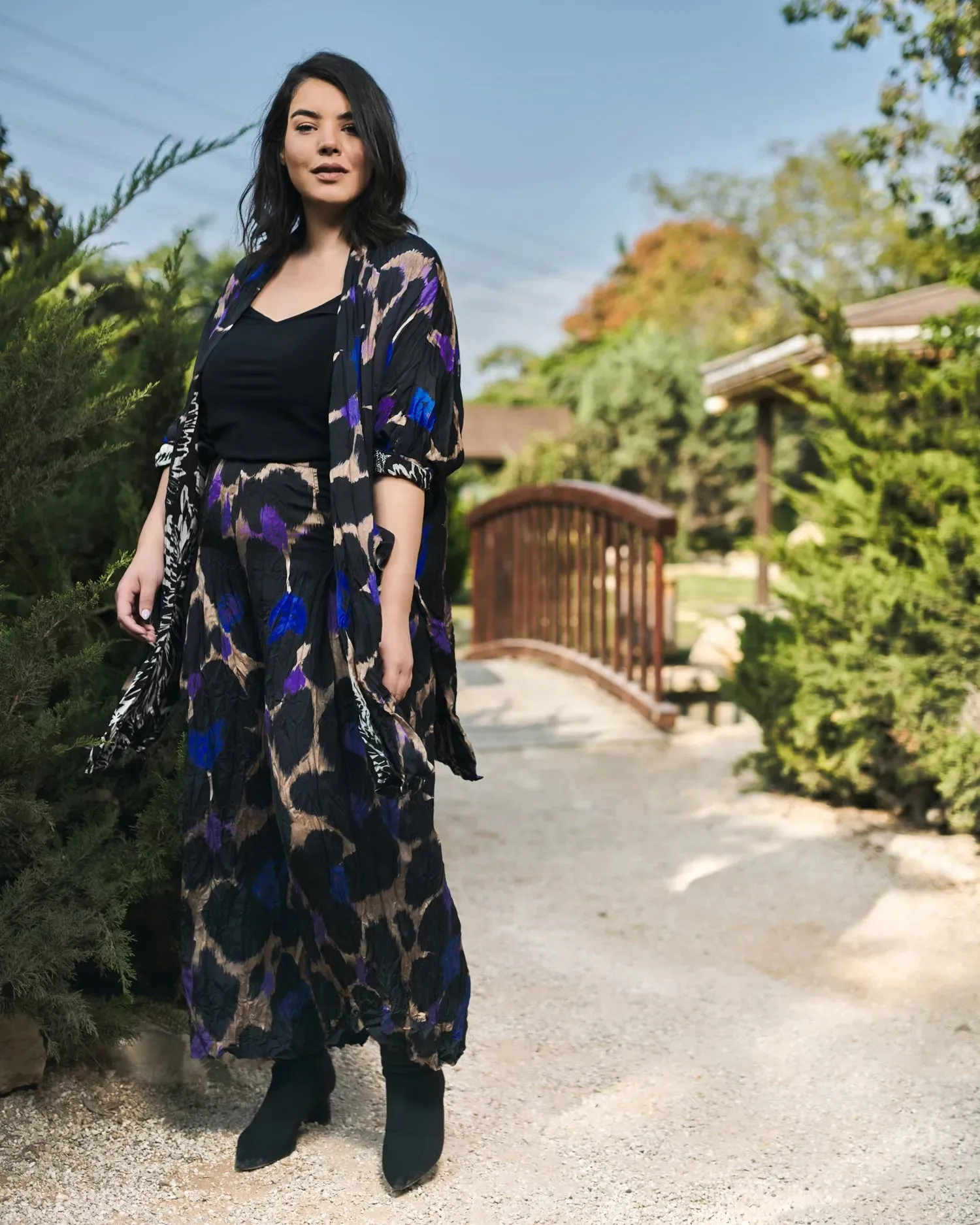 Amethyst Crinkle Kimono Jacket, Multi