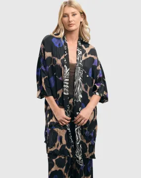 Amethyst Crinkle Kimono Jacket, Multi