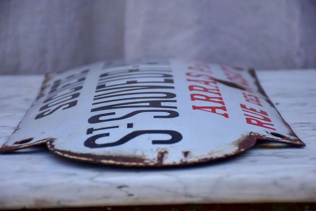 Antique French enamel sign from a factory - St Sauveur Arras