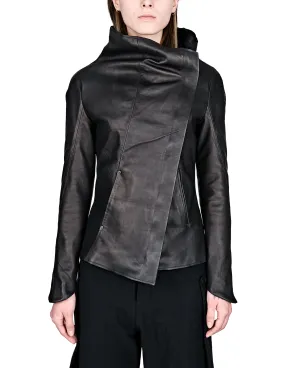Asymmetric Zip Leather Jacket
