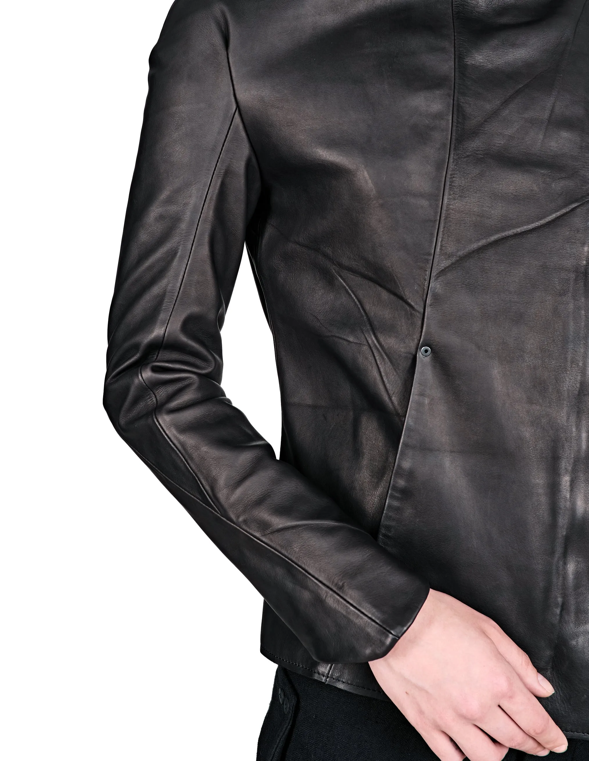 Asymmetric Zip Leather Jacket