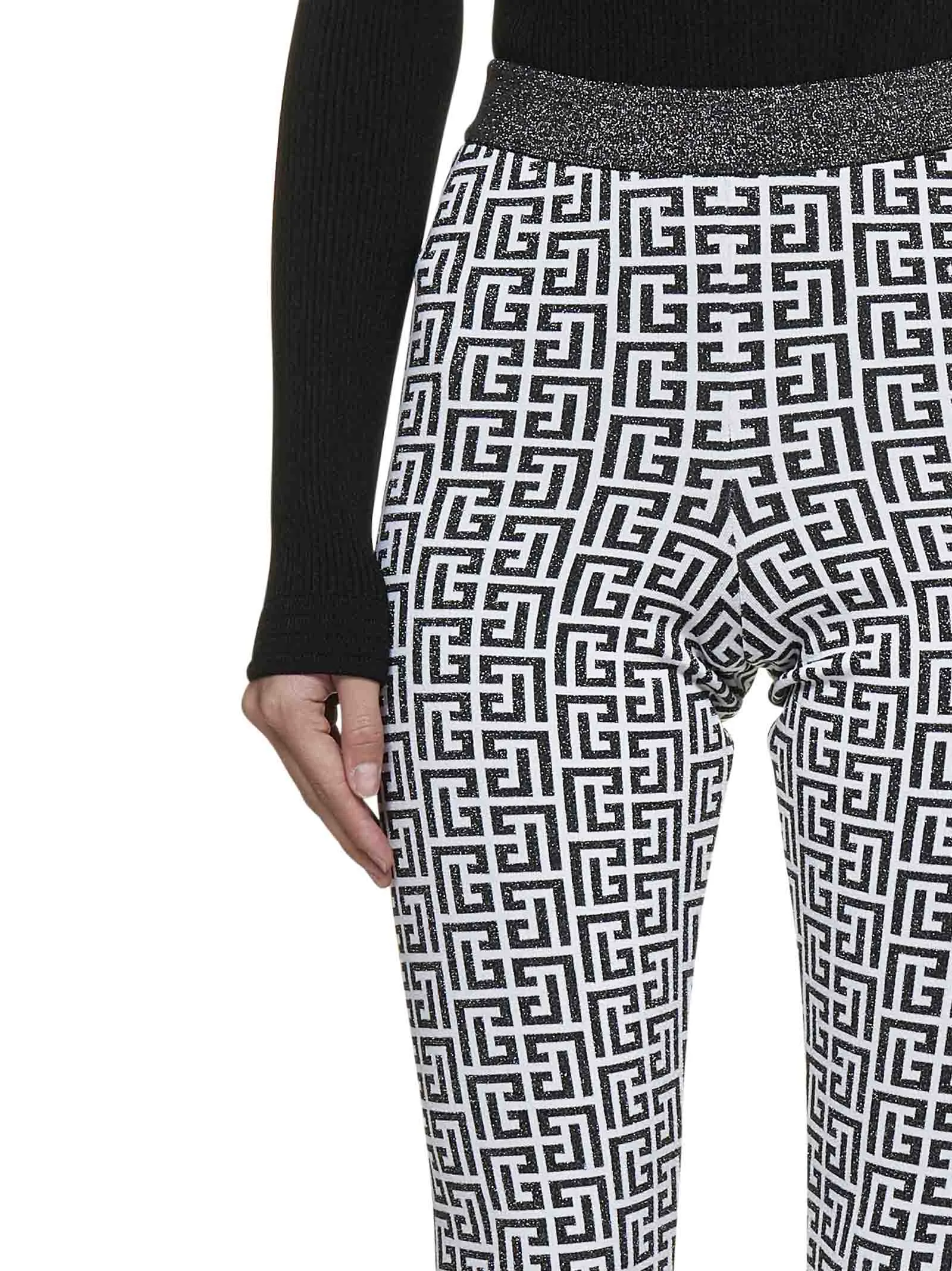 Balmain Monogram Pattern High Waist Leggings