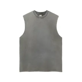 Basic Sleeveless Oversized Acid Washed Unisex T-Shirt