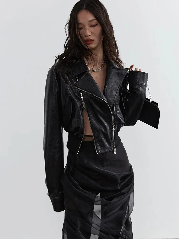 Bataduh Vegan Leather Zipper Jacket