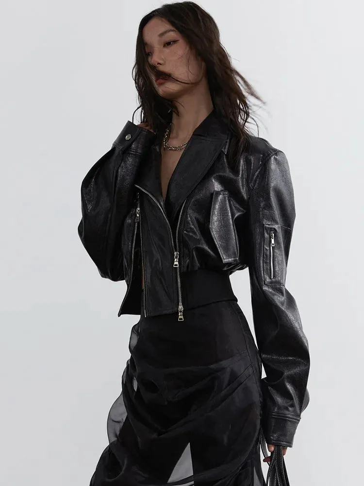 Bataduh Vegan Leather Zipper Jacket