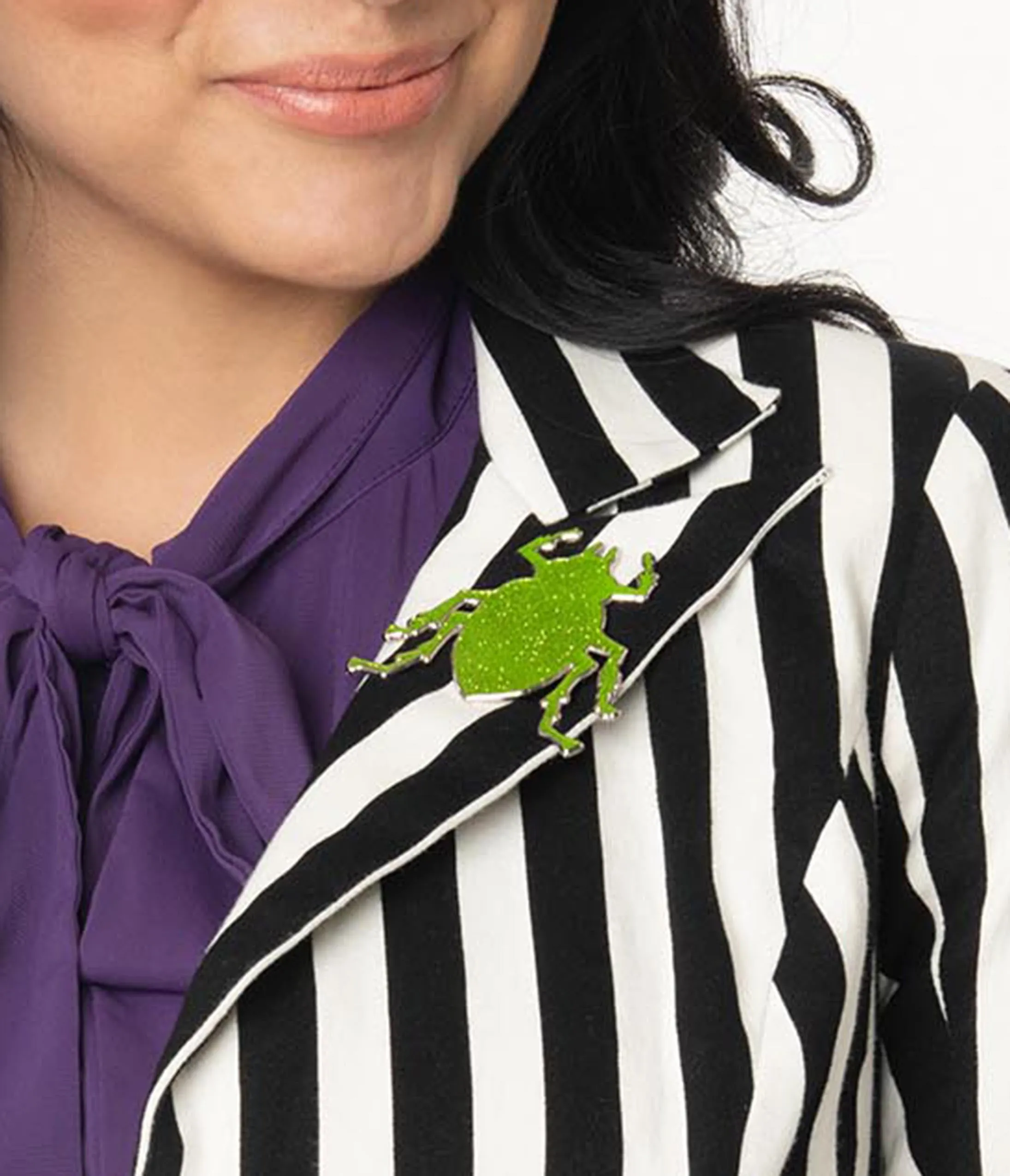 Beetlejuice x Unique Vintage Black & White Stripe Jagger Suit Jacket