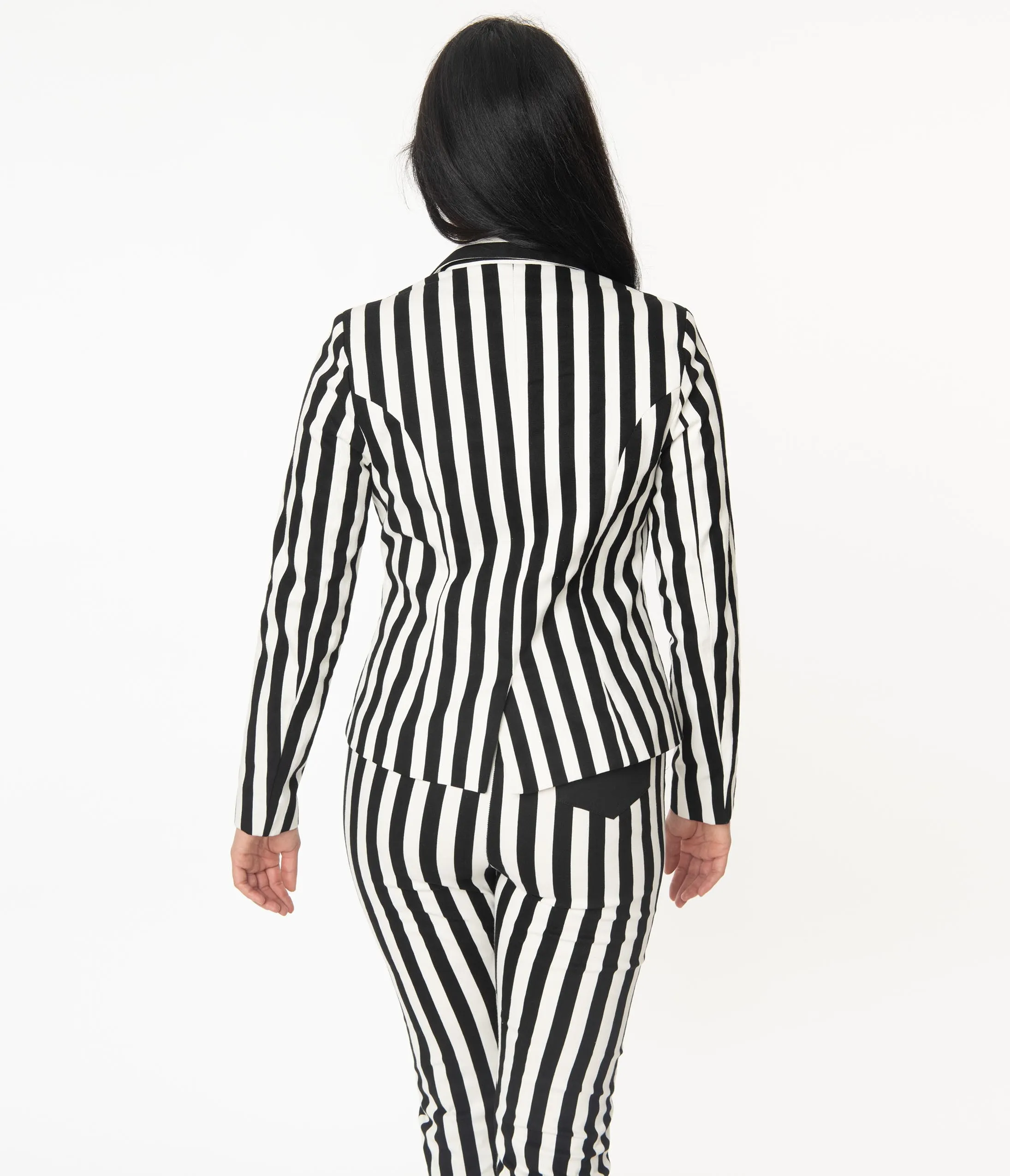 Beetlejuice x Unique Vintage Black & White Stripe Jagger Suit Jacket