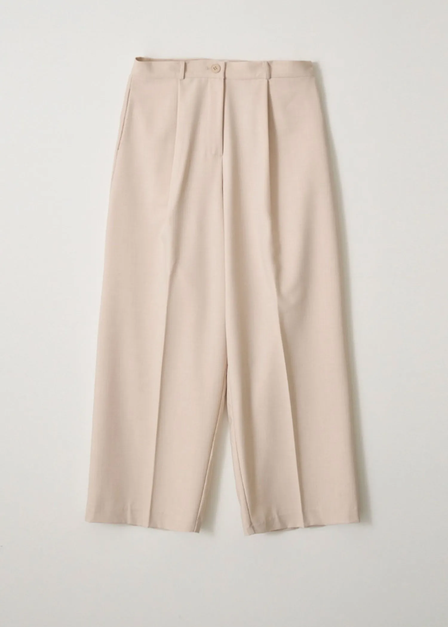 Beige High Waisted Suit Pants