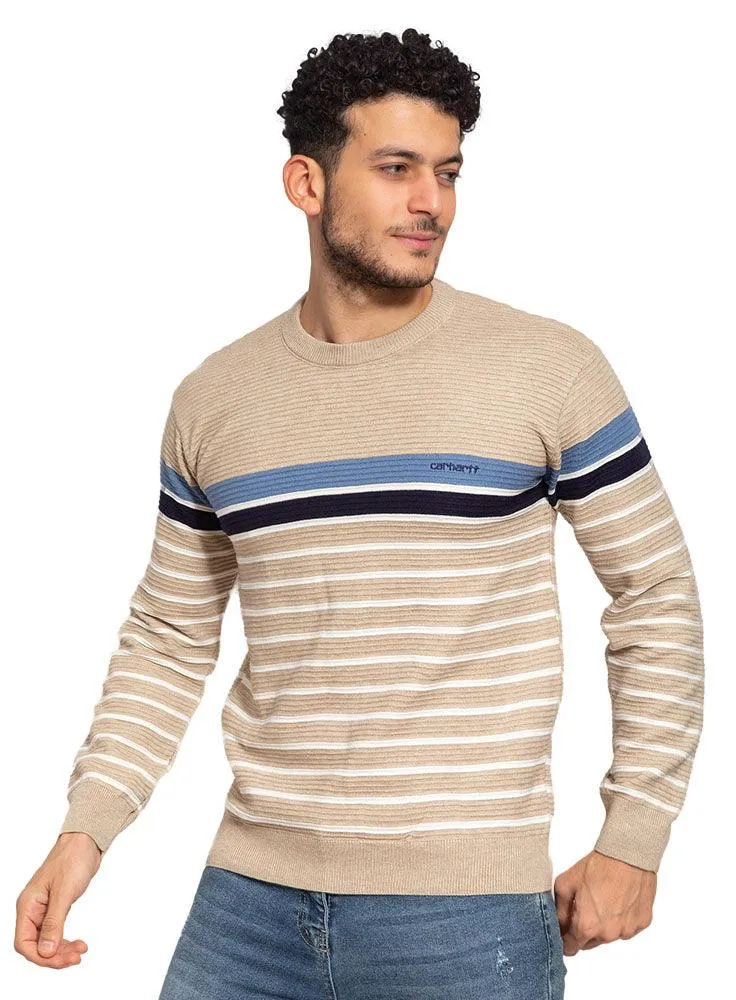 Beige Wide Striped Pullover