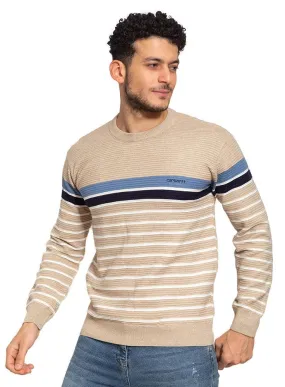Beige Wide Striped Pullover