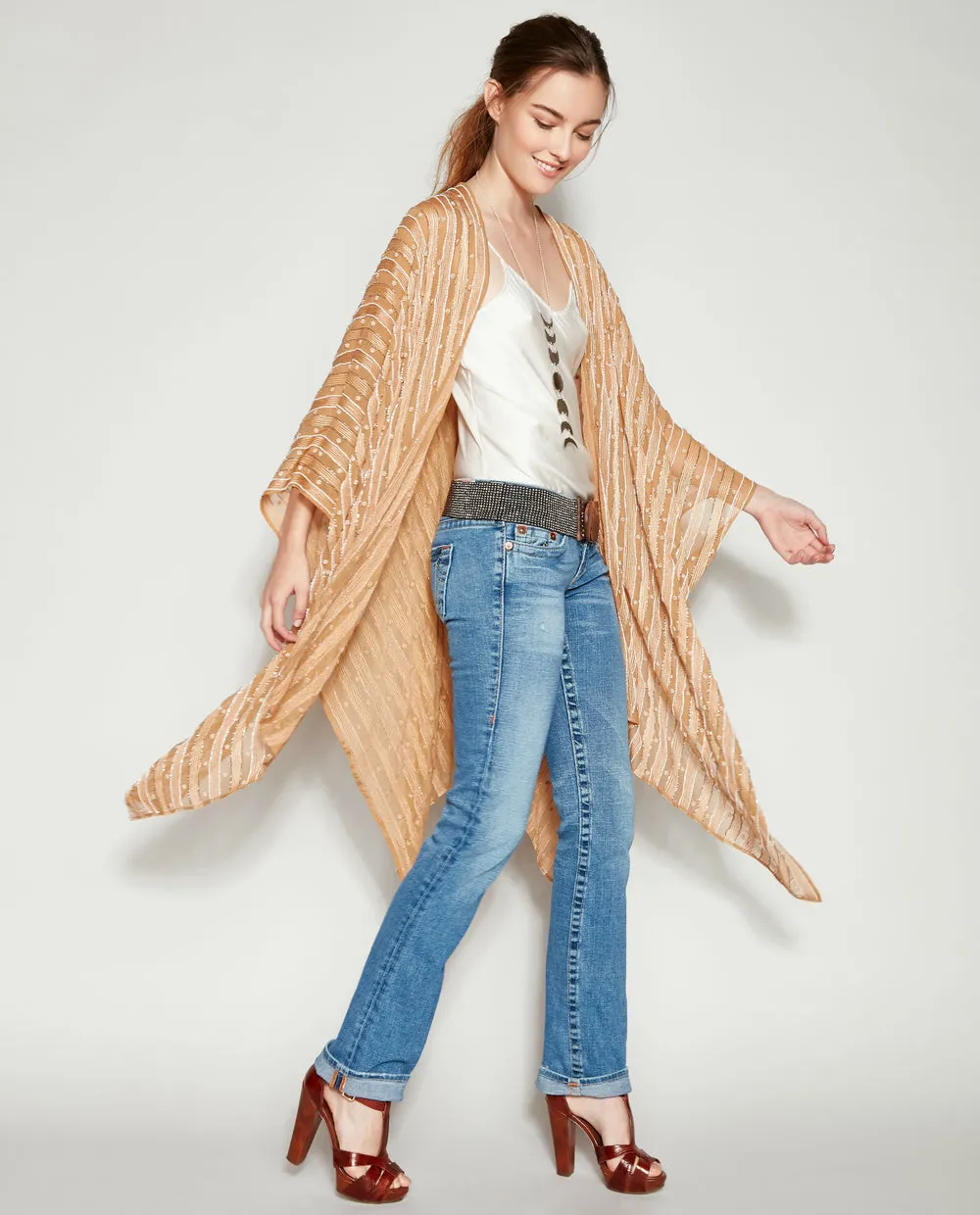 BELLA DONNA BEADED SILK KIMONO