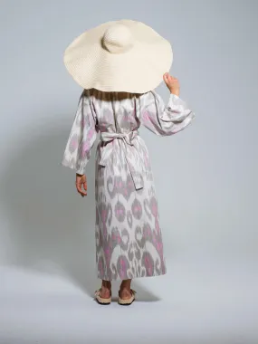 Belted 100% Cotton Maxi Kimono "Pink Orchid"