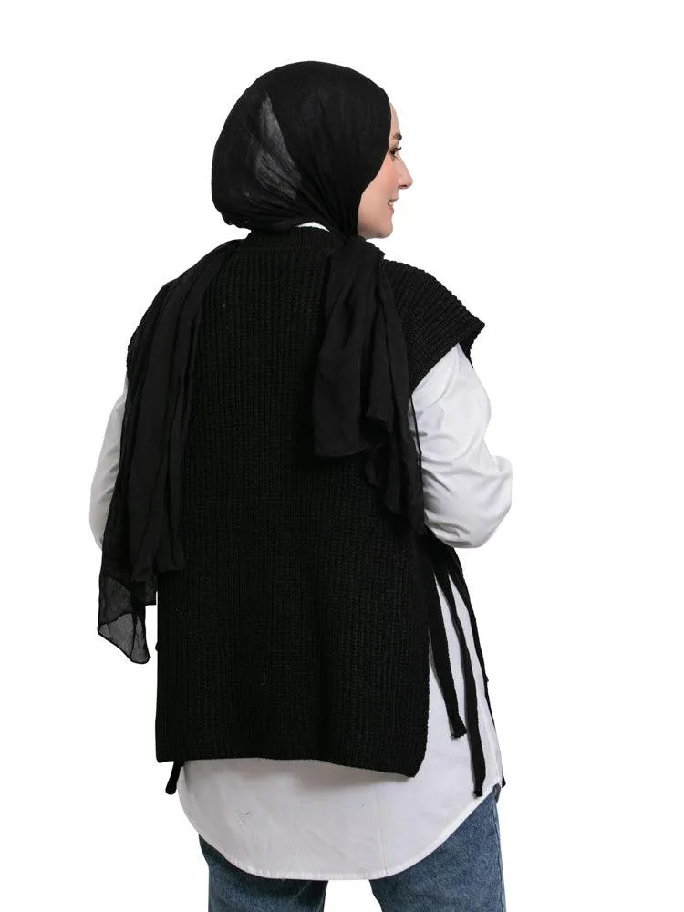 Black Cut Pelt Pullover