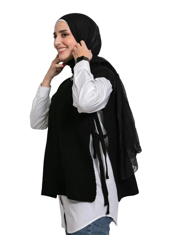 Black Cut Pelt Pullover