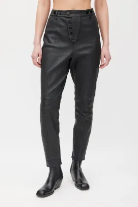 Black Leather Tapered Pants