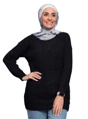 Black plait pullover