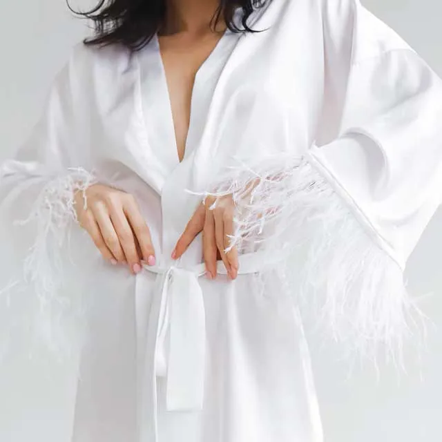 Black Satin Kimono Robe
