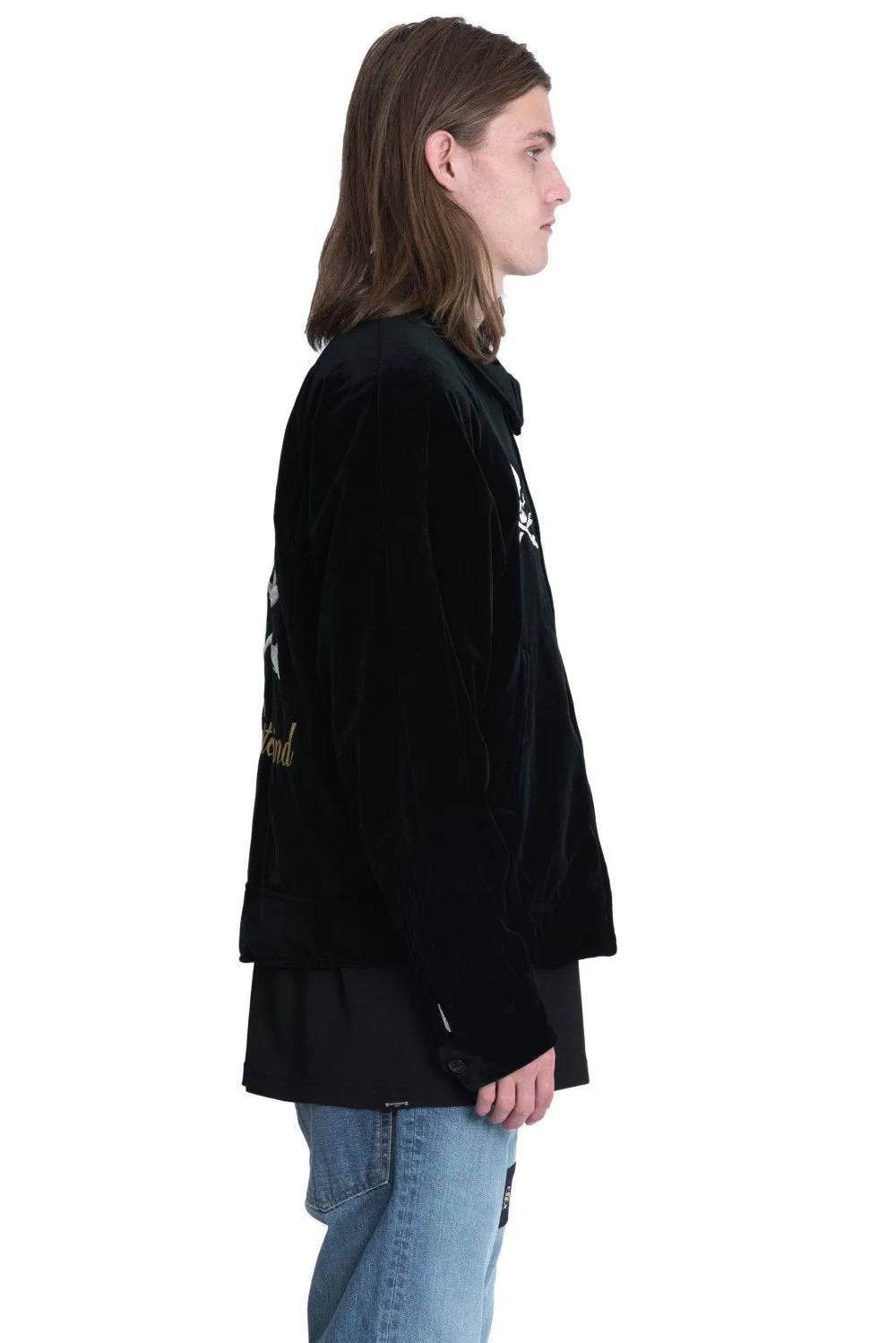 Black Silk Velvet Embroidered Jacket