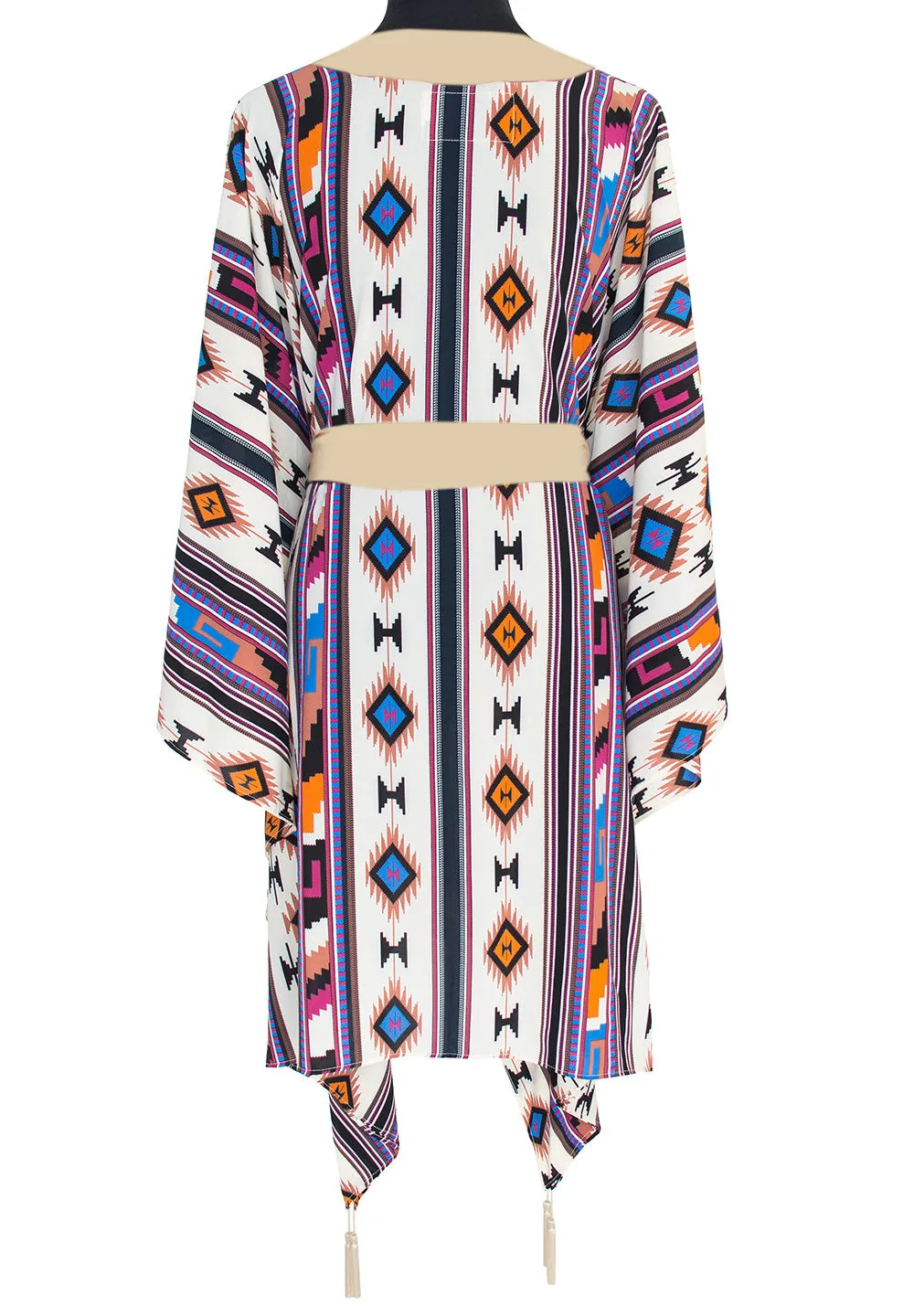 Boho - Blue Navajo Kimono (Beige)