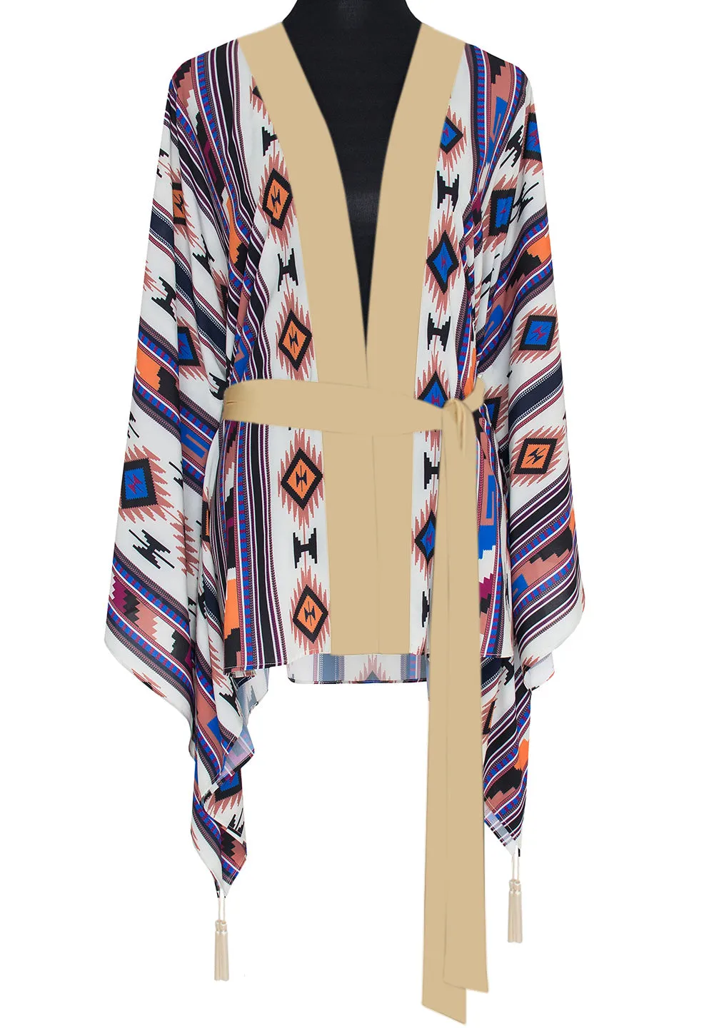 Boho - Blue Navajo Kimono (Beige)