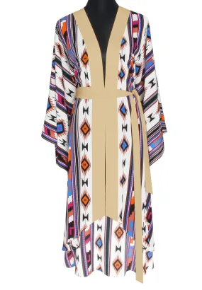 Boho - Blue Navajo Kimono (Beige)