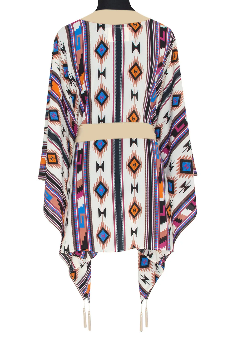 Boho - Blue Navajo Kimono (Beige)