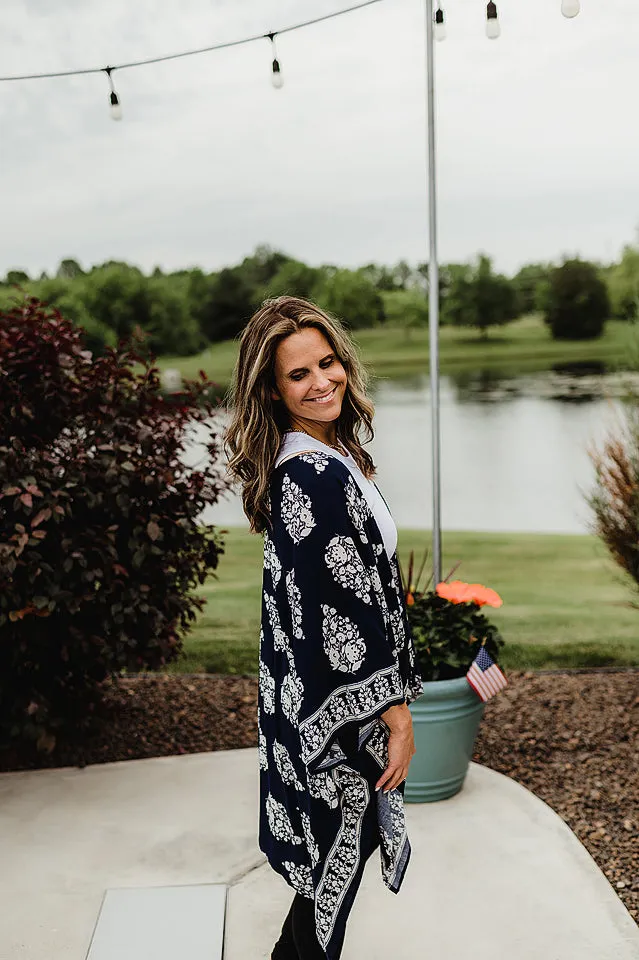Border Print Kimono