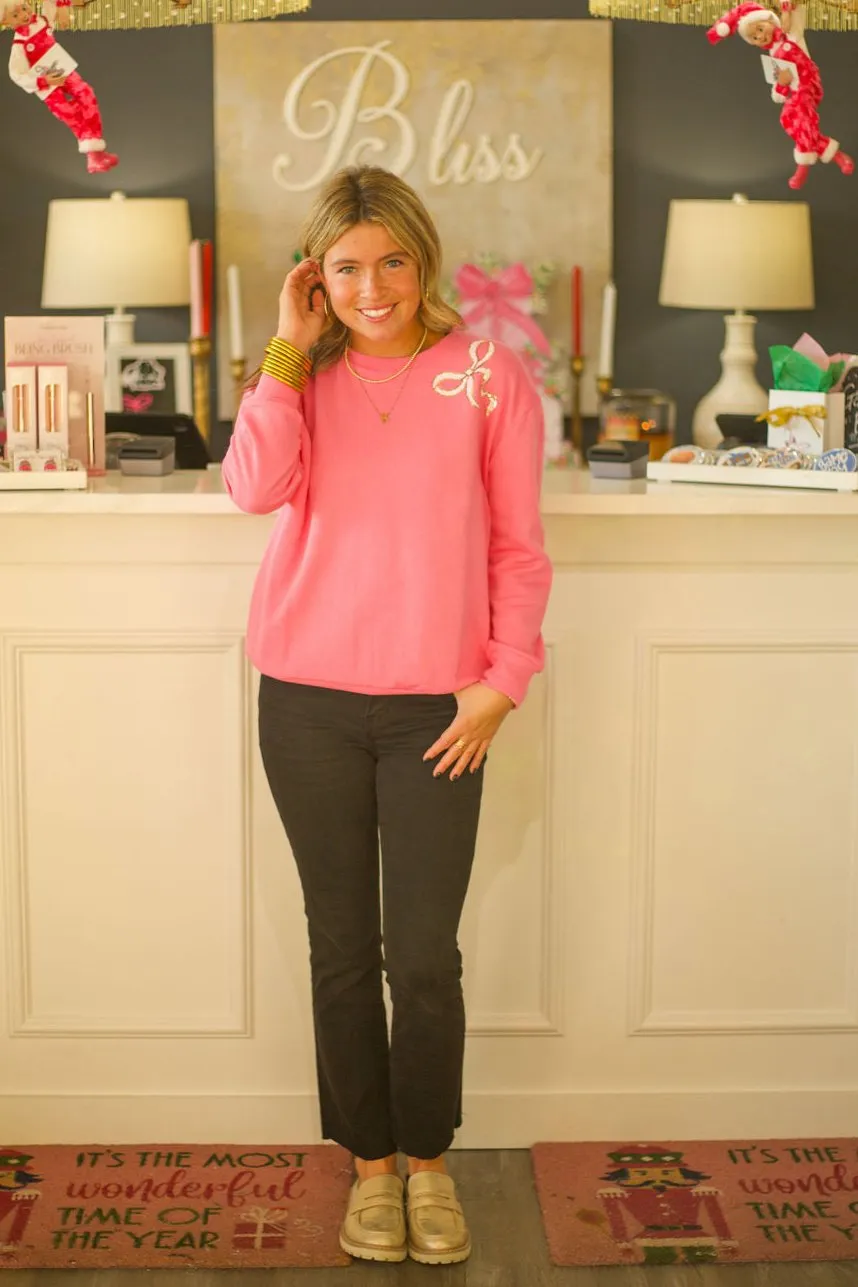 Bow Sequin Sweatshirt