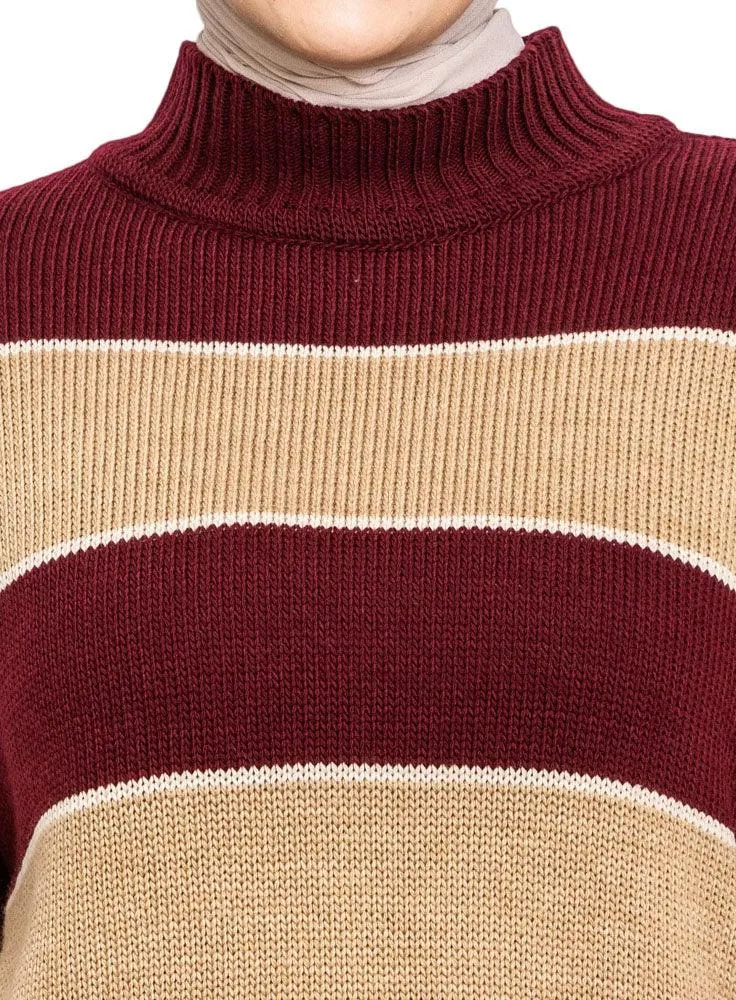 Brick Red W-Striped Pullover