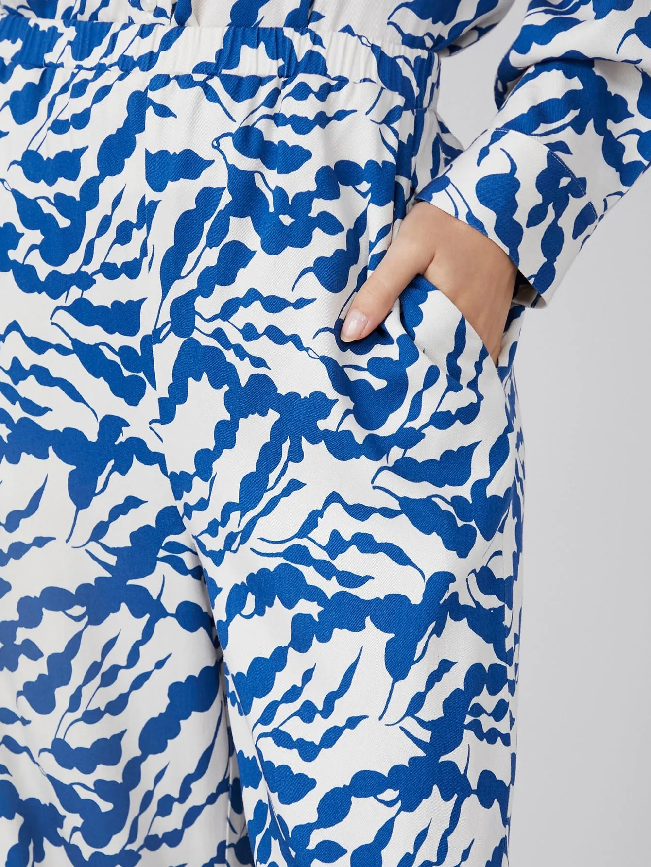 Casual All Over Print Pocket High Waist Long Women Pants