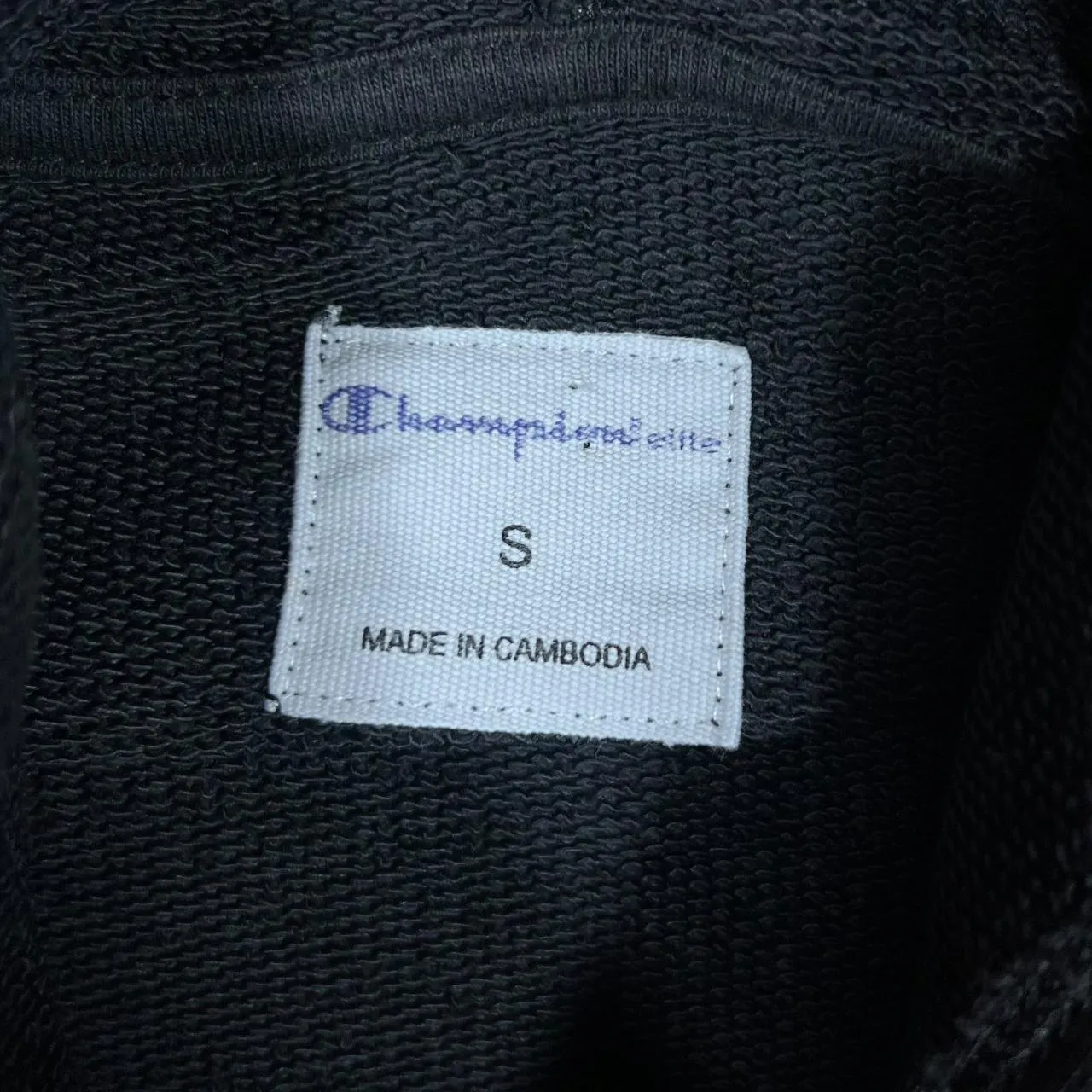 CHAMPION Elite Embroidered Spellout Black Pullover Hoodie