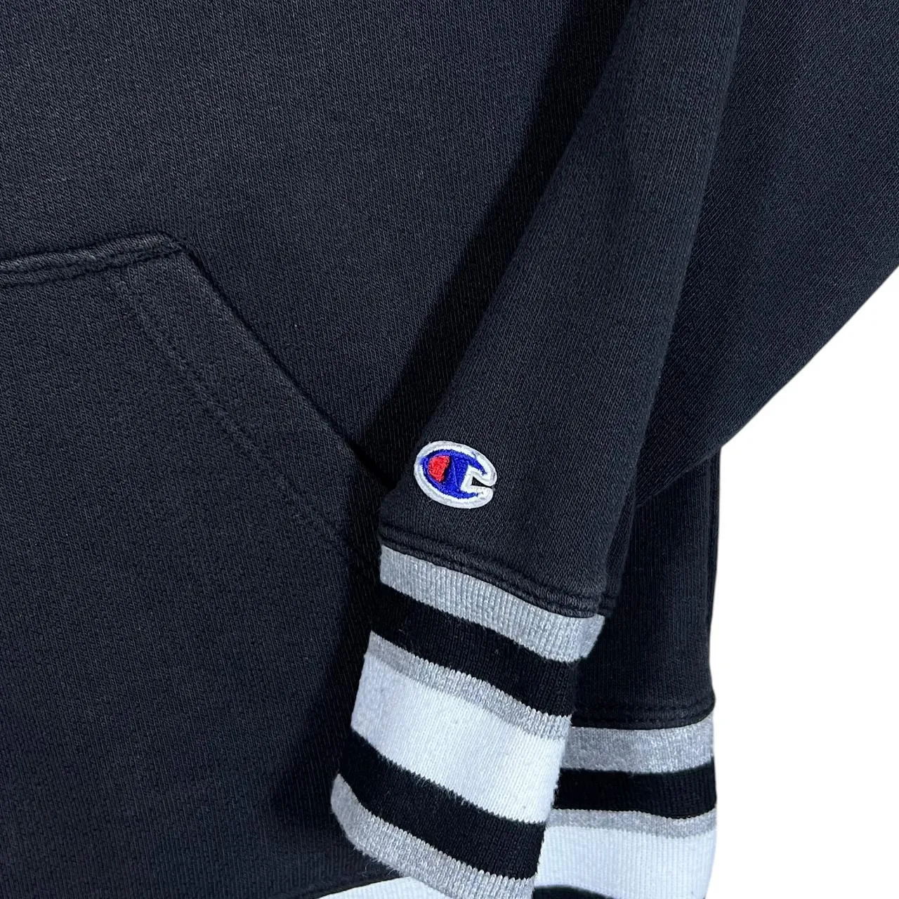CHAMPION Elite Embroidered Spellout Black Pullover Hoodie