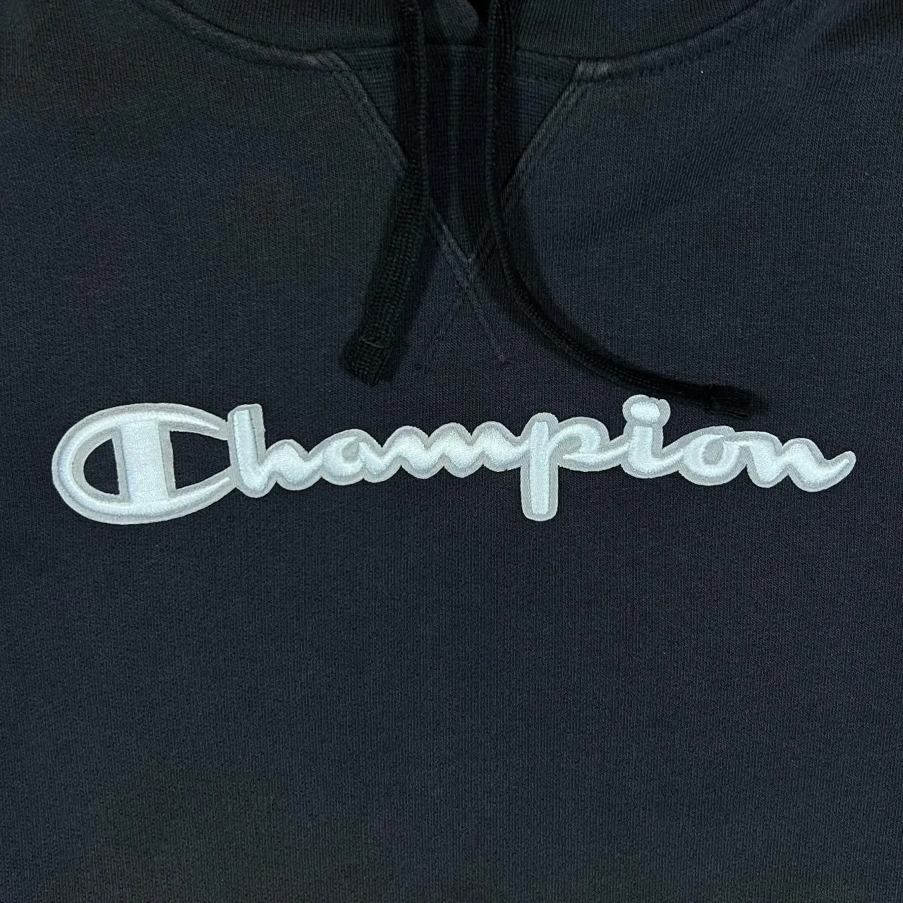 CHAMPION Elite Embroidered Spellout Black Pullover Hoodie