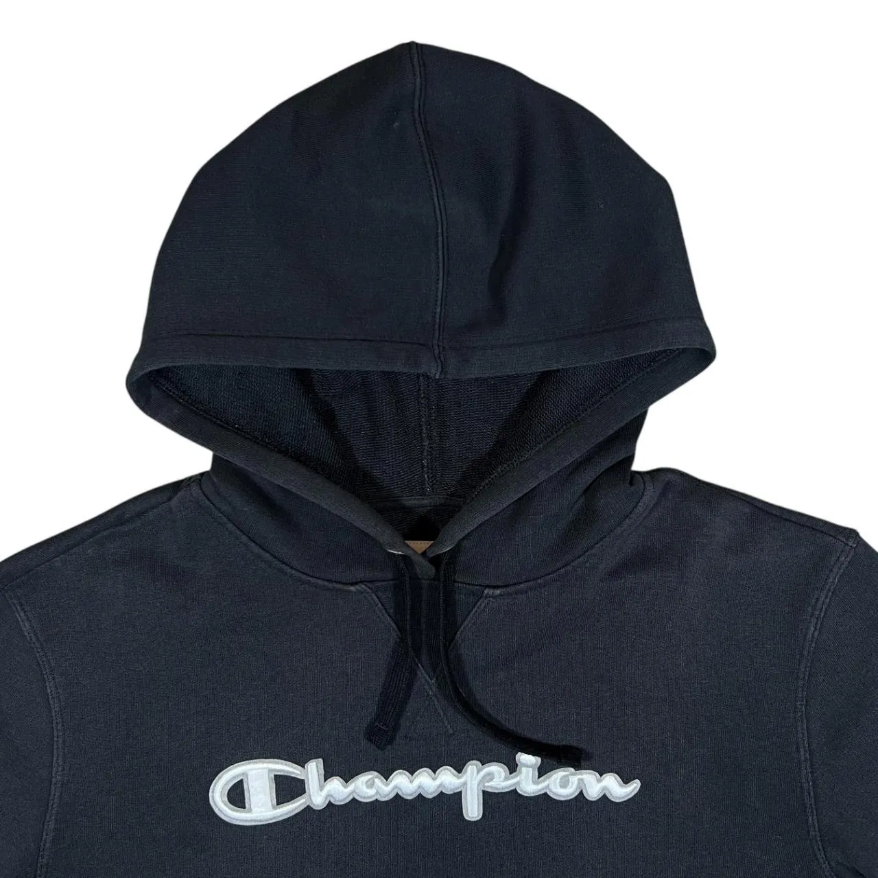 CHAMPION Elite Embroidered Spellout Black Pullover Hoodie