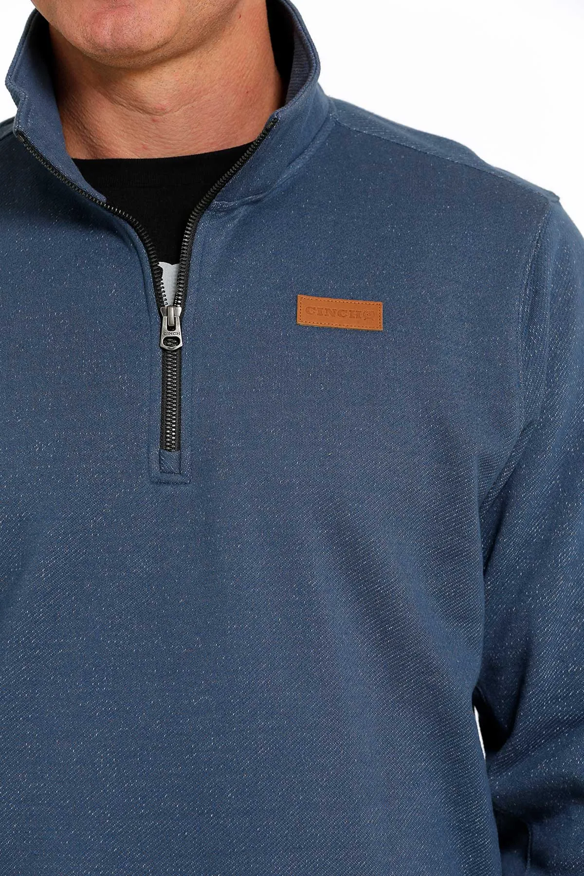 'Cinch' Men's 1/4 Zip Pullover Knit Sweater - Blue