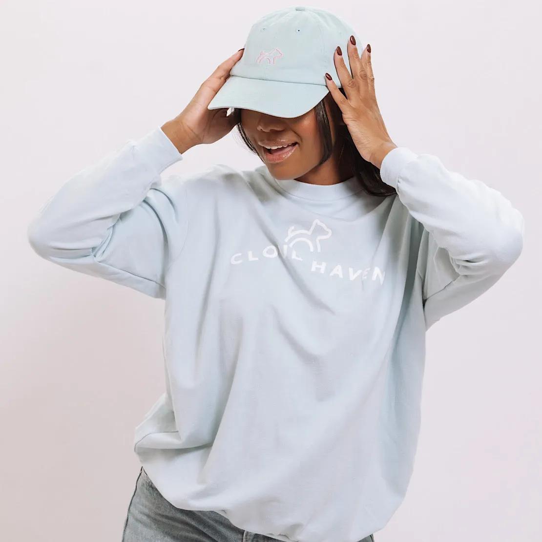 Cloud Haven Logo Boyfriend Sweatshirt in Pale Blue