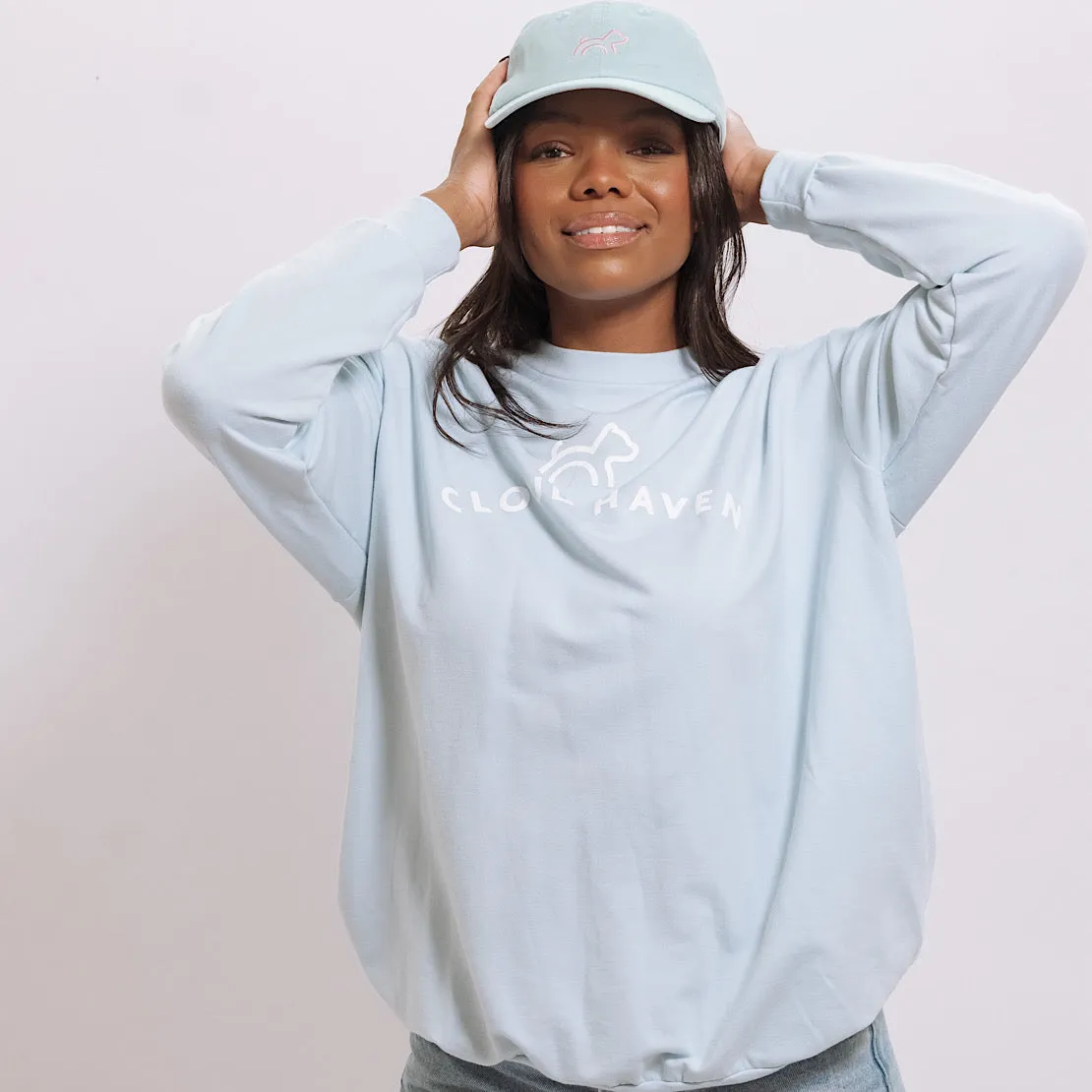 Cloud Haven Logo Boyfriend Sweatshirt in Pale Blue
