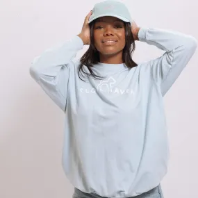 Cloud Haven Logo Boyfriend Sweatshirt in Pale Blue