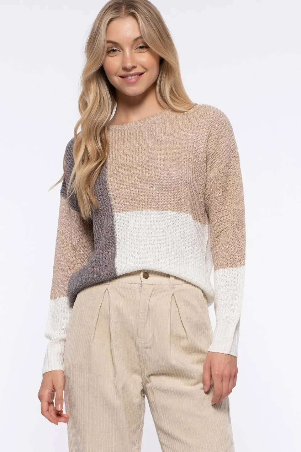 COLORBLOCK KNIT PULLOVER SWEATER