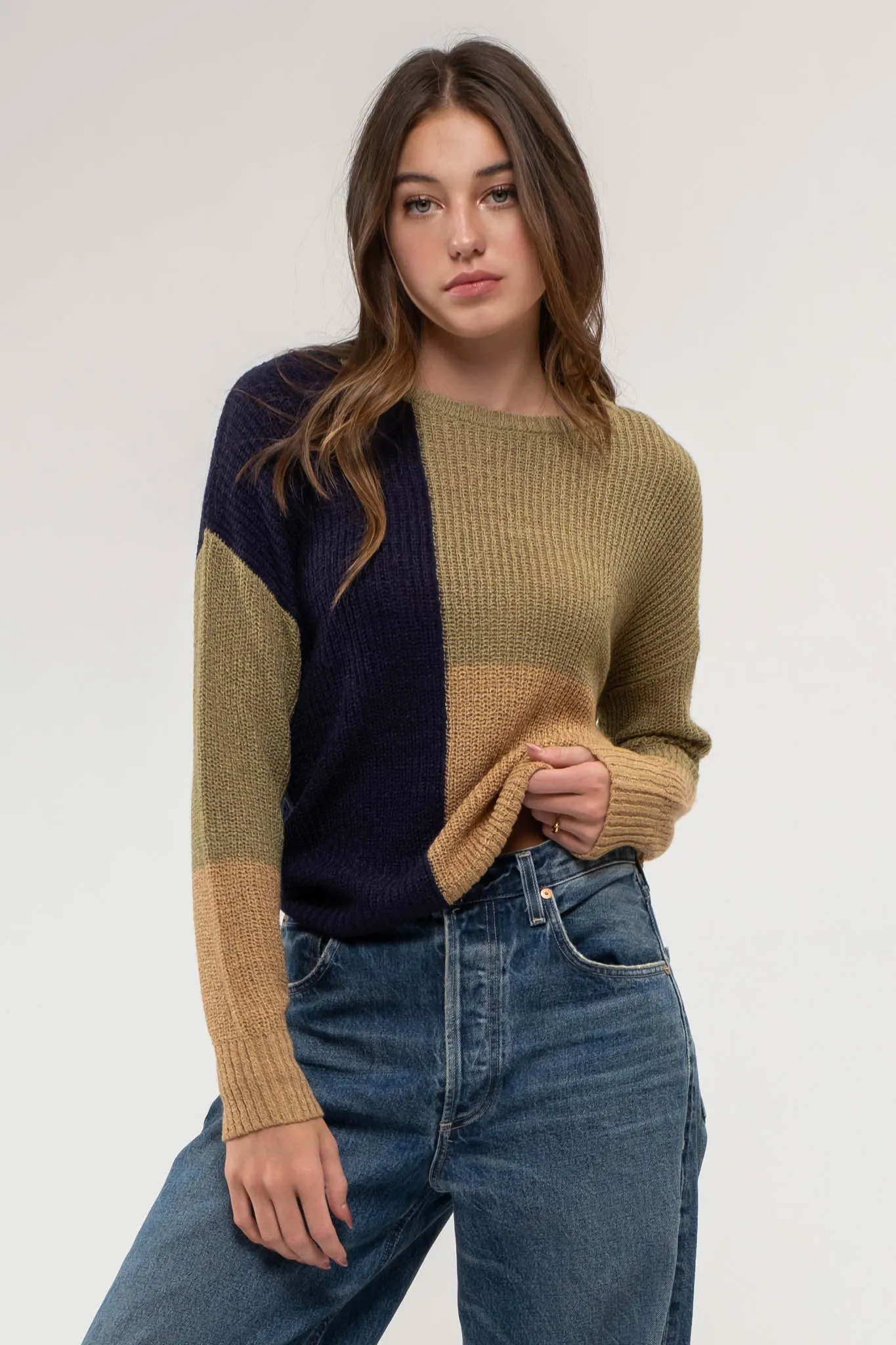 COLORBLOCK KNIT PULLOVER SWEATER