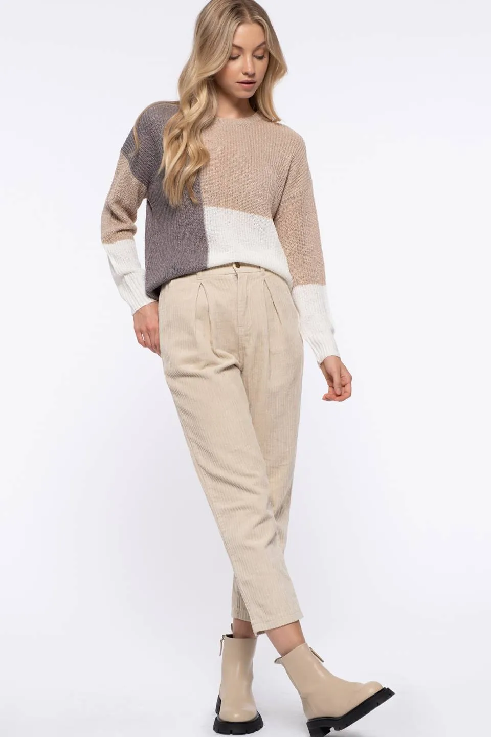 COLORBLOCK KNIT PULLOVER SWEATER