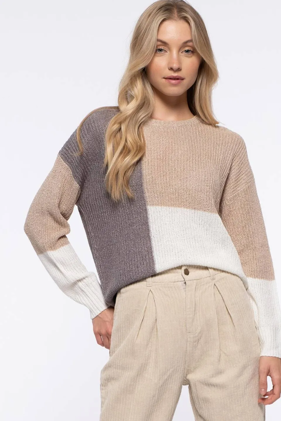 COLORBLOCK KNIT PULLOVER SWEATER